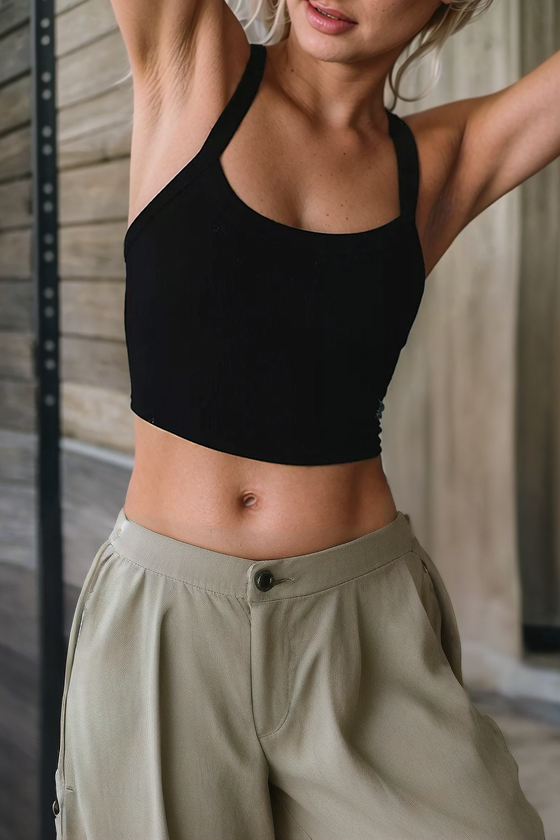 Athletic Ribbed Cropped Cami Top