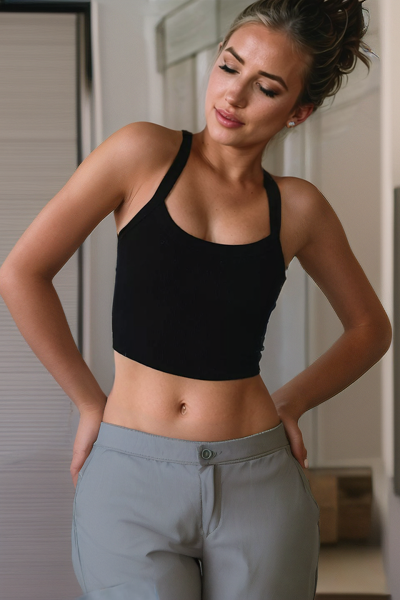 Athletic Ribbed Cropped Cami Top