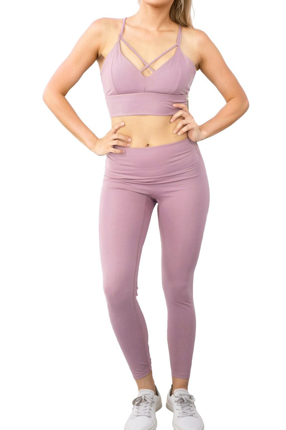 3pcs Hoodie Strappy Bra And Leggings Active Set