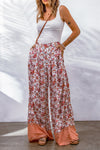 PACK7711547-3-1, Fiery Floral Print Shirred High Waist Wide Leg Pants