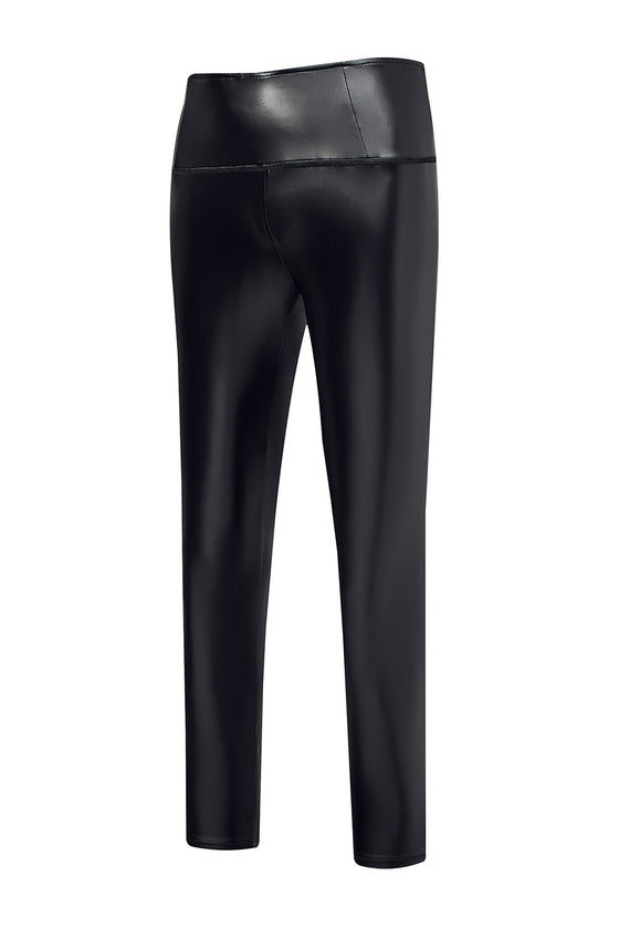 PACK7711210-2-1, Black Faux Leather High Waist Skinny Leggings