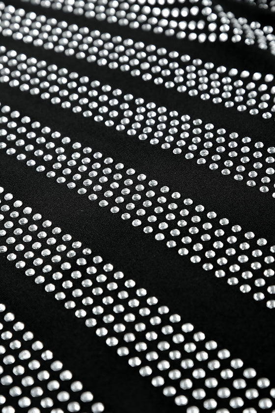 PACK6421353-2-1, Black High Neck Sleeveless Diamante Bodysuit
