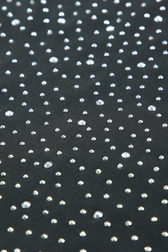 PACK6421170-2-1, Black Rhinestone O-Neck Long Sleeve Bodysuit