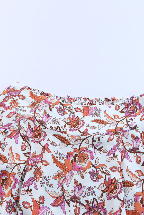 PACK7711547-3-1, Fiery Floral Print Shirred High Waist Wide Leg Pants