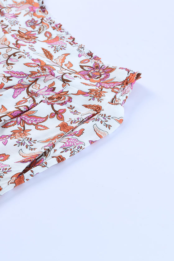 PACK7711547-3-1, Fiery Floral Print Shirred High Waist Wide Leg Pants