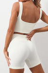 PACK2611364-1-1, White 2pcs Solid Color Ribbed Knit Yoga Set