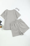 LC624971-11-S, LC624971-11-M, LC624971-11-L, LC624971-11-XL, PACK624971-11-1, Gray  2pcs Solid Textured Drawstring Shorts Set