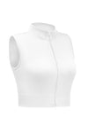 LC264376-1-S, LC264376-1-M, LC264376-1-L, PACK264376-1-1, PACK264376-1-4, White  Solid Color Zip Up Sleeveless Active Crop Top