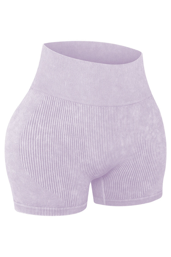 LC265126-1-S, LC265126-1-M, LC265126-1-L, PACK265126-1-1, White  Seamless Ribbed Knit Butt Lifter Yoga Shorts