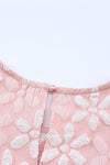 PACK25119995-10-1, Pink Floral Lace Ruched Bubble Sleeve Top