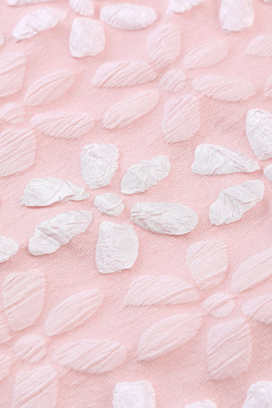 PACK25119995-10-1, Pink Floral Lace Ruched Bubble Sleeve Top