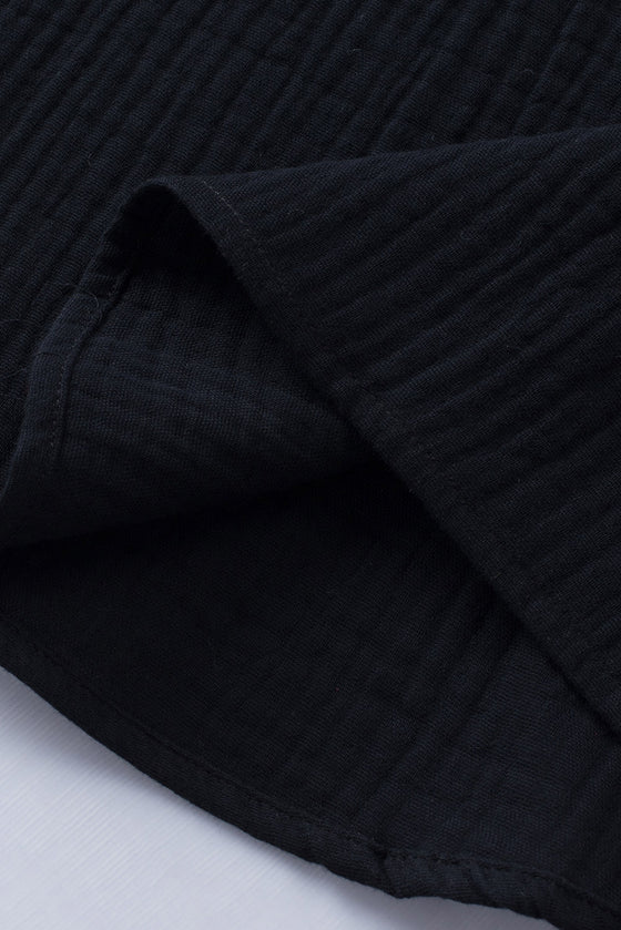 PACK25118413-2-1, Black Textured Tiered Ruffled Short Sleeve Blouse