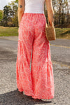 PACK7711879-10-1, Pink Bohemian Floral Print Wide Leg Pants