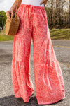 PACK7711879-10-1, Pink Bohemian Floral Print Wide Leg Pants