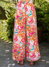PACK7711657-14-1, Orange Floral Print Wide Leg Pants