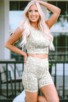 PACK624977-18-1, Apricot Active Leopard Tank and High Waist Shorts Set