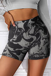 LC265198-2-S, LC265198-2-M, LC265198-2-L, PACK265198-2-1, Black  Abstract Print Ribbed High Waist Active Bottoms