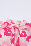 PACK25121170-10-1, Pink Split Neck Ruffled Puff Sleeves Floral Top