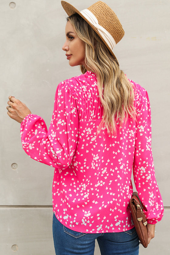 PACK25117535-10-1, Pink Split Neck Fall Printed Crinkled Blouse