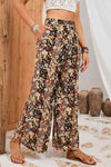 PACK7711487-2-1, Black Floral Print High Waist Wide Leg Pants