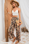 PACK7711487-2-1, Black Floral Print High Waist Wide Leg Pants