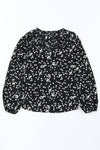 PACK25117535-2-1, Black Split Neck Fall Printed Crinkled Blouse