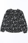 PACK25117535-2-1, Black Split Neck Fall Printed Crinkled Blouse