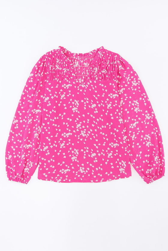 PACK25117535-10-1, Pink Split Neck Fall Printed Crinkled Blouse