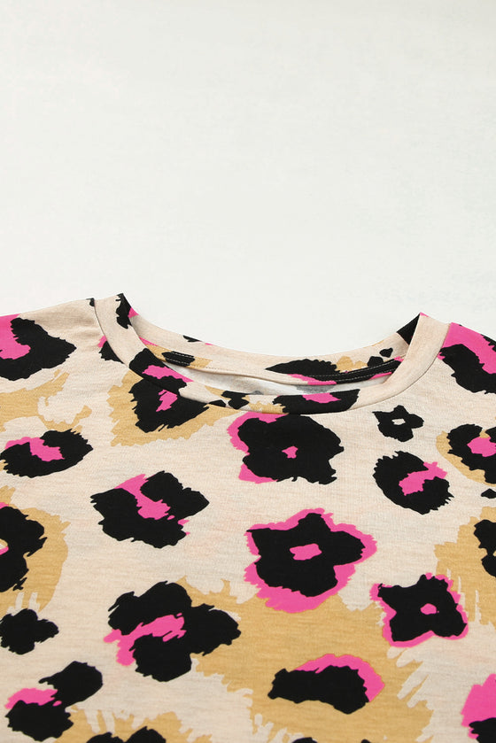 PACK25219373-17-1, Brown Boyfriend Print Loose T Shirt