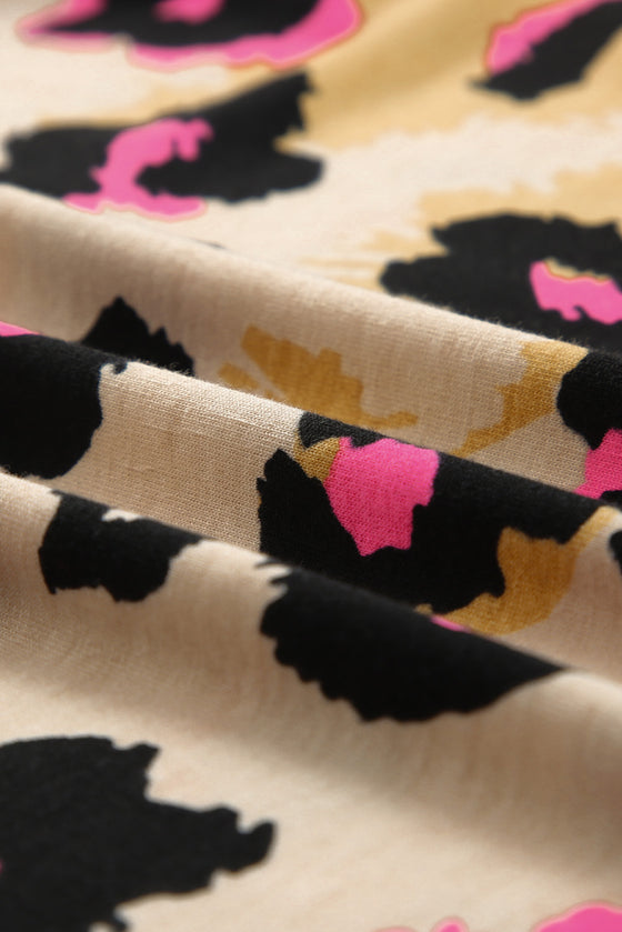 PACK25219373-17-1, Brown Boyfriend Print Loose T Shirt