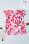 PACK25121385-6-1, Rose Ruffle Flutter Sleeve Floral Print Blouse