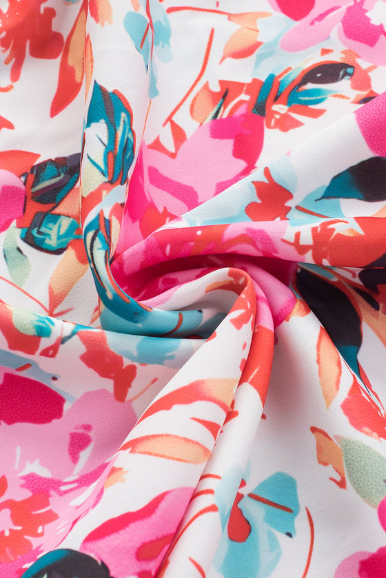 PACK25121385-6-1, Rose Ruffle Flutter Sleeve Floral Print Blouse