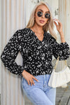 PACK25117535-2-1, Black Split Neck Fall Printed Crinkled Blouse