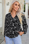PACK25117535-2-1, Black Split Neck Fall Printed Crinkled Blouse