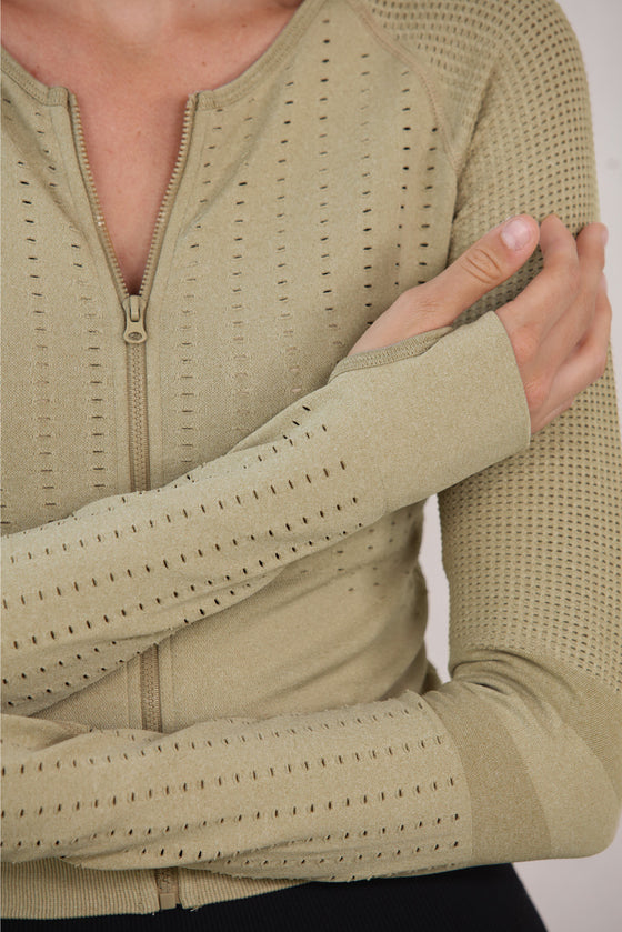 LC264431-9-S, LC264431-9-M, LC264431-9-L, PACK264431-9-1, Green  Mesh Raglan Thumbhole Sleeve Zipped Gym Top