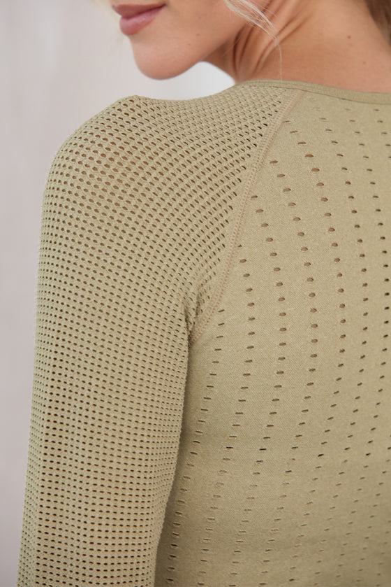 LC264431-9-S, LC264431-9-M, LC264431-9-L, PACK264431-9-1, Green  Mesh Raglan Thumbhole Sleeve Zipped Gym Top