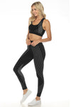 LC2611471-2-S, LC2611471-2-M, LC2611471-2-L, PACK2611471-2-1, Black  Striped Racerback Tank Top And High Waist Pants Active Set