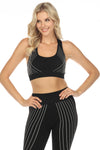 LC2611471-2-S, LC2611471-2-M, LC2611471-2-L, PACK2611471-2-1, Black  Striped Racerback Tank Top And High Waist Pants Active Set