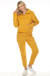 LC2611530-7-S, LC2611530-7-M, LC2611530-7-L, LC2611530-7-XL, PACK2611530-7-1, Yellow  Half Zip Sweatshirt And Sweatpants Sports Set