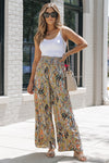PACK7711405-22-1, Multicolor Floral Print Shirred High Waist Wide Leg Casual Pants
