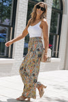 PACK7711405-22-1, Multicolor Floral Print Shirred High Waist Wide Leg Casual Pants