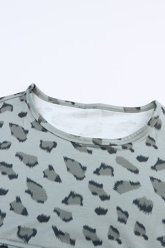 PACK25122238-20-2, Leopard Animal Print Stitching Loose Long Sleeve Top