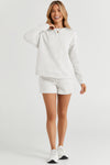 PACK625104-1-1, White  Textured Long Sleeve Top And Drawstring Shorts Set