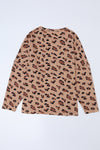 PACK25122238-17-1, Brown Animal Print Stitching Loose Long Sleeve Top