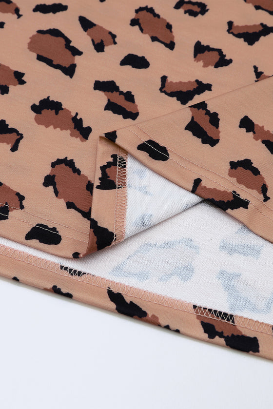 PACK25122238-17-1, Brown Animal Print Stitching Loose Long Sleeve Top