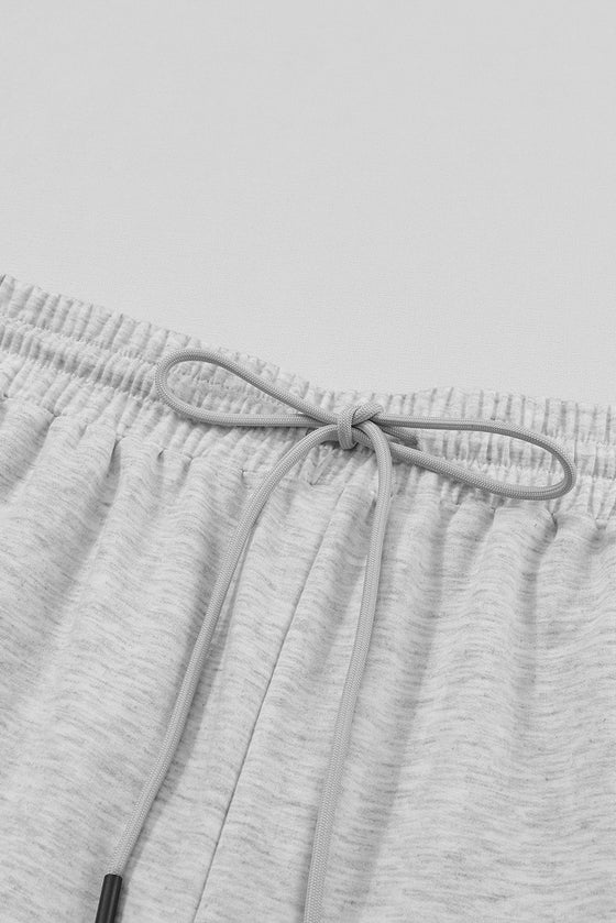 PACK15649-11-1, PACK15649-11-2, Gray Solid Half Zipped Drawstring High Waist Lounge Set