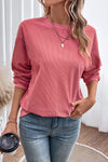 PACK25312934-P306-2, Strawberry Pink JOLENE Ribbed Corded Oversized Sweatshirt