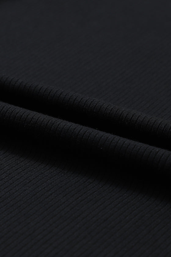 PACK25123292-2-2, Black Leopard Print Long Sleeve Ribbed Knit Blouse