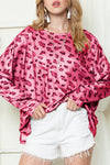 PACK25122238-10-1, Pink Animal Print Stitching Loose Long Sleeve Top