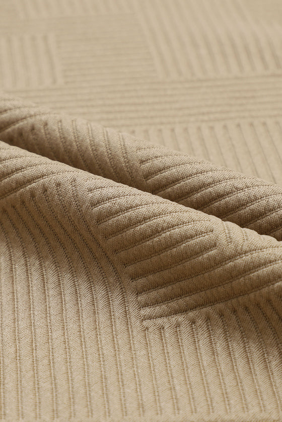 LC625266-P5016-S, LC625266-P5016-M, LC625266-P5016-L, LC625266-P5016-XL, LC625266-P5016-2XL, Khaki  Ultra Loose Textured 2pcs Slouchy Outfit